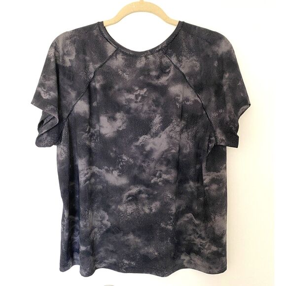 Athleta Black and Gray Ultimate Train Printed Short Sleeve Lightweight Tee Sz 1X - Picture 4 of 11